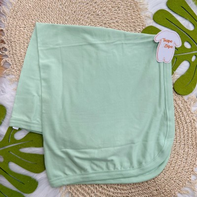 Saída de Maternidade Malha Suedine (100% Algodão) - Verde Flores Salmão